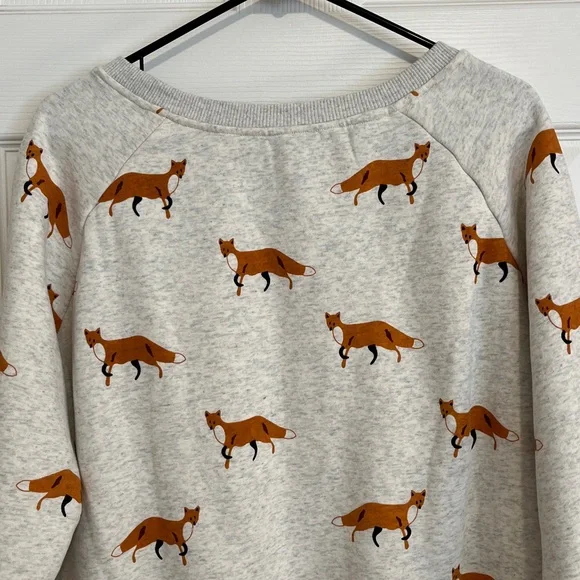 sm wardrobe Fox Print on Oatmeal Colored Cotton Blend Sweatshirt Women’s Large - Picture 9 of 14